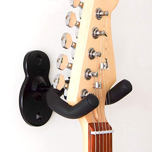 Sound harbor Guitar Wall Mount Hanger 2 Pack Hook Acoustic Electric Bass Guitar Wall Hanger Black Metal Guitar Holder