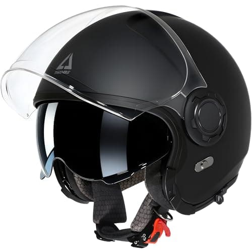 TRIANGLE Convertible Full Face Motorcycle Helmet DOT Approved for Men Women, Multi-Configuration 3/4 Open Face Street Bike Helmet with Internal Tinted Sunshield, Includes Storage Bag