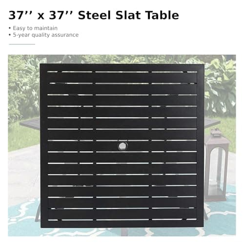 MFSTUDIO Outdoor Dining Set for 4, Patio Table and Chairs Set with Umbrella Hole, Metal Patio Furniture Set for Patio, Deck, Yard, Porch