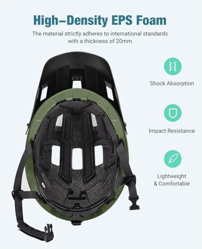 Favoto Adult Mountain Bike Helmet for Men & Women, Magnetic Buckle MTB Helmet with Removable Visor, Lightweight for Commuting & Off-Road Cycling