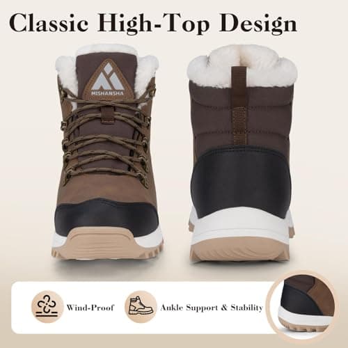 Mishansha Winter Boots for Women Water-Resistant Warm Snow Boots with Fur Lining Non Slip Sole for Outdoor Cold Weather Hiking Walking Trekking