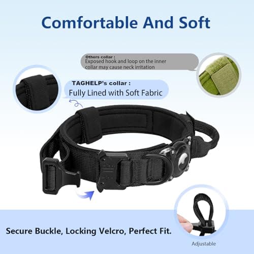 QR Code & AirTag Tactical Dog Collar - Military Grade Adjustable Reflective Collar with Control Handle, for Large Medium Dogs, Durable Nylon Metal Buckle (Yellow-L)