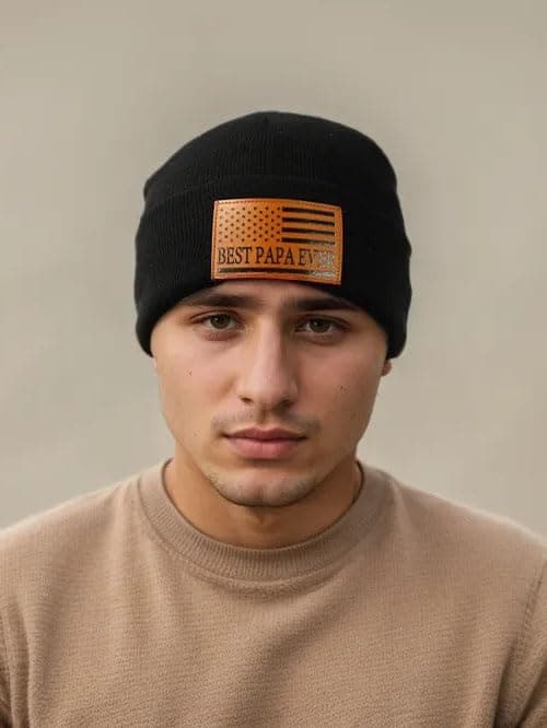 Mens American Flag Beanie Hat Best Dad Brother Papa Husband Ever Gifts Christmas Stocking Stuffers from Son Daughter Sister B0DLMRLLH1