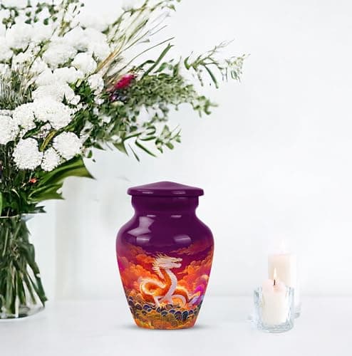 Orange Dragon Keepsake Urn for Ashes Adult Male & Female 3 Inch, Purple Cremation Urns for Human Ashes, Burial Urn for Remains, Burial Urns for Women, Funeral Gift B0FFZBHKX8