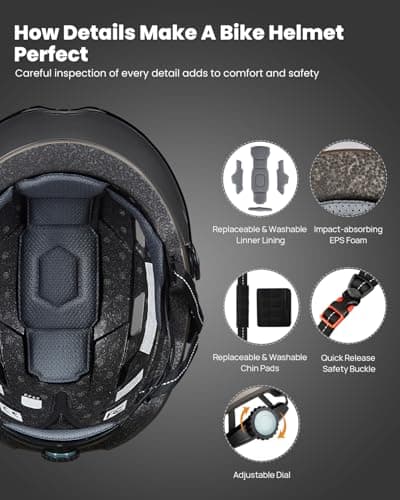 ILM Adult Bike Helmet with USB Rechargeable LED Front and Back Light Mountain&Road Bicycle Helmets for Men Women Removable Goggle Cycling Helmet E3-10L