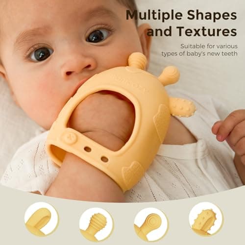 Momcozy Baby Teether Toys | Baby Teething Toys | Baby Teething Relief | Food Grade Silicone Teether Baby Toys | Baby Teether 0-6 Months | Teething Toy 6-12 Months | Baby Essential | Yellow