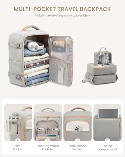 LOVEVOOK Large Travel Backpack for Women, 40L TSA Approved Backpack with 3 Packing Cubes, Personal Item Bag Fits 17" Laptop, Water-resistant Carry On Bag for Airplanes