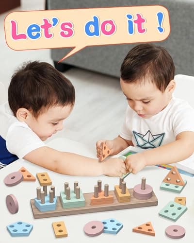 Toddler Toys 1-2 2-3, Shape Sorter, Wooden Block, Learning Educational Sensory Stacking Toy, Toddler Puzzles, Birthday Gifts kecristv Montessori Toys for 1 2 Year Old Girl and Boy Birthday Gifts B0DGLCPPF4