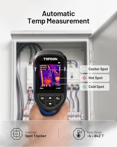 TOPDON TC004 Mini Thermal Imaging Camera, 240 x 240 TISR Resolution, 15-Hour Battery Life, 128 x 128 IR Resolution, 25Hz Handheld Infrared Camera with High/Low Temp Alerts, Auto Shutdown- Blue