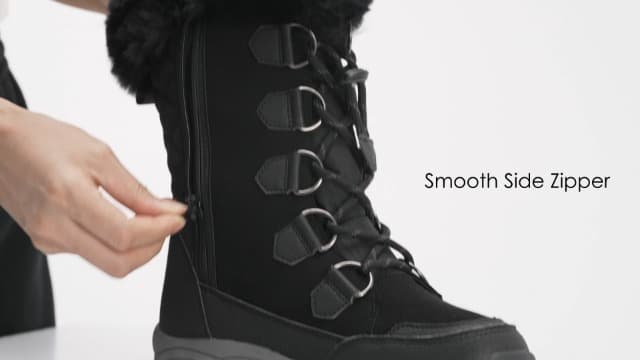 DREAM PAIRS Women's Waterproof Winter Snow Boots, Warm Comfortable Faux Fur Insulated Non-Slip Outdoor Lace-Up Florin Mid Calf Booties