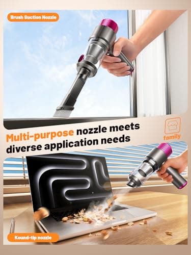 DRFLASH 6-in-1 Handheld Cordless Car Vacuum Cleaner, 16000PA Portable Mini Vacuum Cleaners with LED Light & Fast Type-C Charging, Multi-Nozzles for Home, Outdoor,Pets, Office Use