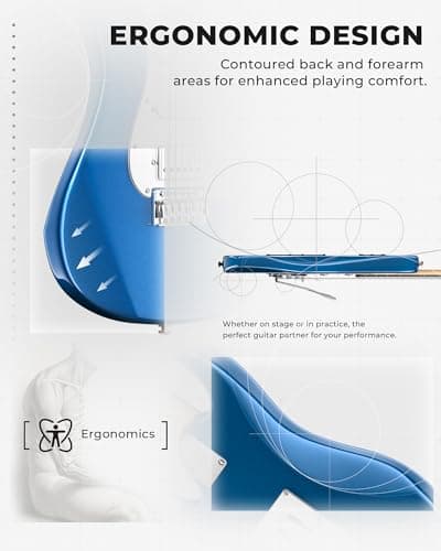 Fesley 39 Inch Electric Guitar: Beginner Electric Guitar Kit with HSS Pickup, Full Size Solid Body Guitar Starter Set with Amplifier, Bag, Strap, String, Cable, Picks, FST100, Blue