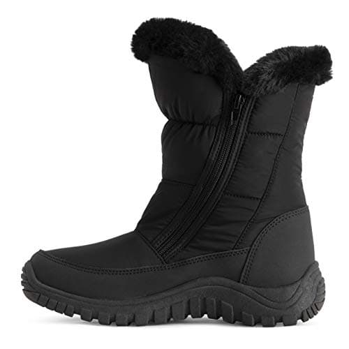 POLAR Womens Memory Foam Twin Zip Opening Pull On Nylon Waterproof Thick Faux Fur Lined Winter Rain Snow Boots