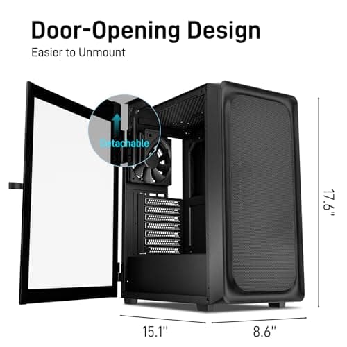 DARKROCK EC2 Black ATX Mid Tower PC Case, Type-C Ready, Supports 50 Series Graphics Cards, Tempered Glass Side Panel, up to 8 x 120mm Cooling Fans & 1 x 360mm Radiator, 1 x Pre-Installed Fan