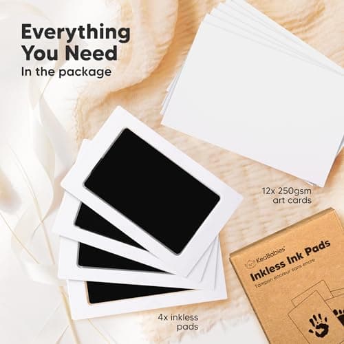 Newborn Keepsake, Dog Nose, Paw Print Kit, Clean Touch Ink Pads, Baby Handprints Footprints Kit, New Mom Gifts 4pk Inkless Baby Hand and Footprint Kit, Mess Free Ink Pads (Jet Black, R) B08N6KWS7T