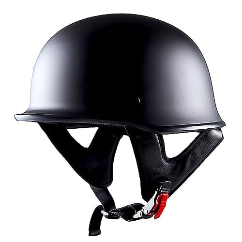 1Storm Novelty Motorcycle Half Face Helmet Open German Style DOT Approved: HKY602 Matt Black