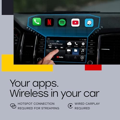 KemPro Smart Box 3-in-1 Wireless CarPlay & Android Auto Adapter with Streaming Apps – Netflix, YouTube, Adapter for Car to Watch TV, Video Player USB A & C