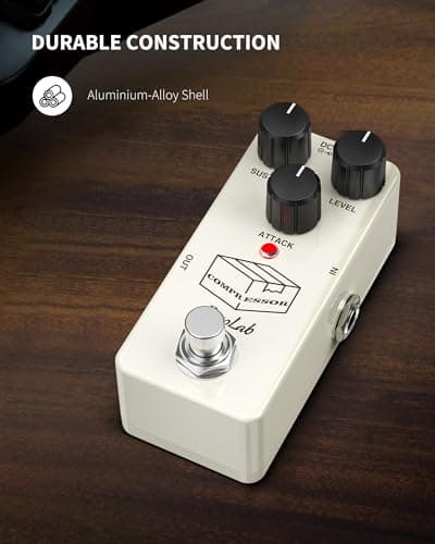 Pogolab Compressor Pedal, Guitar Pedal Compressor, Mini Compressor Pedal for Electric Guitar Bass, True Bypass DC 9V
