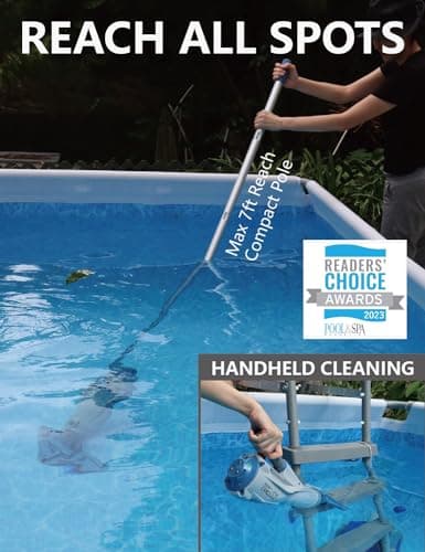 KOKIDO 2025 Cordless Pool Vacuum with 72” Pole, Standard & Fine Interchangeable Filters, Ideal for spot Cleaning, 2 Vac Heads, Spot Clean, for Small Above & Inground Pools, Spas Hot Tubs XV320