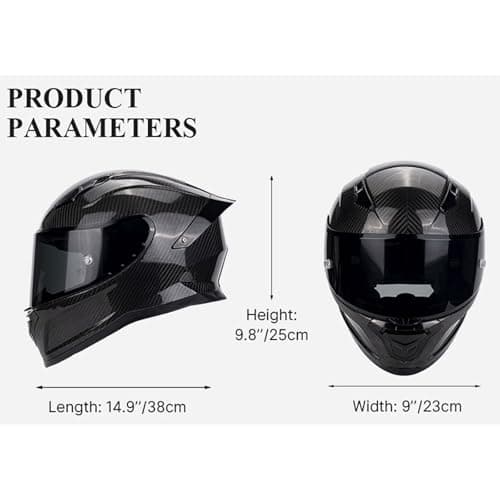 Carbon Fiber Full Face Motorcycle Helmets with Spoiler Sport Touring Street Motorcycle Helmet - Bluetooth Ready Speaker Pockets