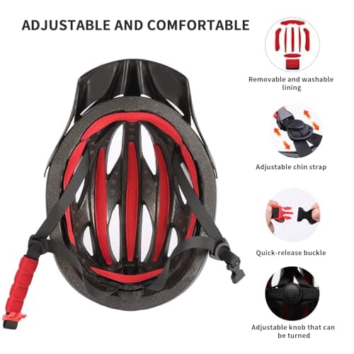 Bike Helmet with Visor for Men Women – Lightweight Road & Mountain Bicycle Helmet – Adjustable Adult Cycling Helmet for Commuting, MTB & E-Bike, CPSC Certified