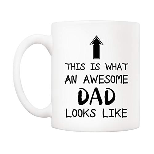 5Aup Christmas Gifts Funny Dad Coffee Mug, This Is What an Awesome Dad Looks Like, 11Oz Novelty Cups from Child Daughter Son Kids, Birthday Gifts for Father Husband Men
