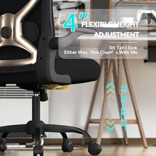 Office Desk Chair with Ergonomic Lumbar Support, Extra-Thick Seat Cushion, Flip-up Arms, Breathable Mesh Back, Computer Task Chair for Home Office