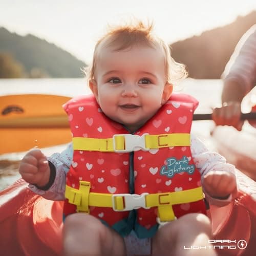 Dark Lightning USCG Approved Infant Life Jacket 0-30 lbs, Toddler Swim Vest and Baby Life Vest for 1-3 Years, 20-30 lbs, Headrest, Leg Strap and Grab Handle