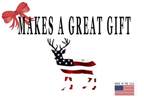 Rogue River Tactical Deer Hunter Buck Decal Silhouette American Flag USA Large 5x5 Inch Patriotic Auto Bumper Sticker Vinyl Car Truck RV SUV Boat Window Hunting