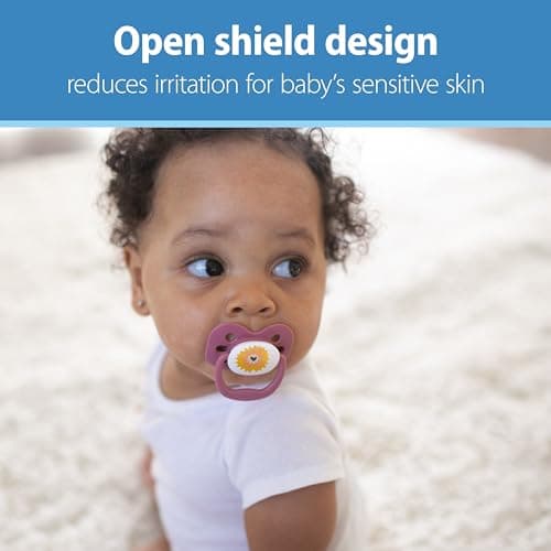 Dr. Brown's Advantage Baby Pacifier, Fully Symmetrical Soother with Soft Silicone Bulb, Blue Sunrise, 0-6m, BPA Free, 2 Pack