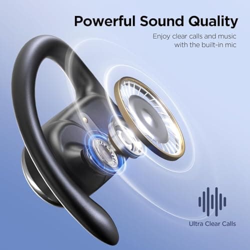 Open Ear Wireless Headphones Air Conduction Earbuds with Mic 42H Playtime Clear Calls LED Digital Display Over Earphones Lightweight Waterproof Secure Earhooks for PC Sports Running Game Business Work