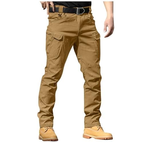 tobchonp Tactical Pants for Men Relaxed Fit Stretchy Work Pants Baggy Cargo Camo Pants Flex Carpenter Pant Multi Pockets