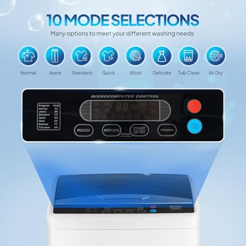 ROVSUN 25LBS Portable Washing Machine, Full-Automatic Electric Laundry Machine with Stainless Steel Drum, Compact Washer and Spin Dryer Combo with Drain Pump for Home, Apartment