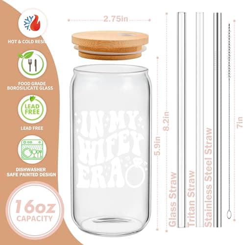Bridal Shower Gift - Cute Cool Wedding Day Idea for Bride to Be, Future Mrs, Bachelorette - In My Wifey Era Glass Cup Tumbler B0D53X13TP
