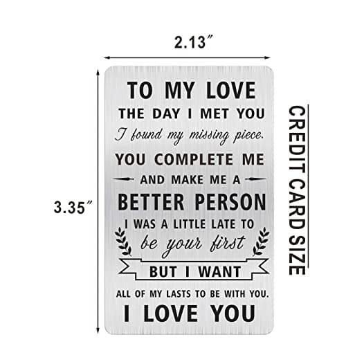 Alotozo Groom Gifts from Bride, Husband Wedding Gift from Wife, Engraved Wedding Card to My Love, Wedding Day Keepsake