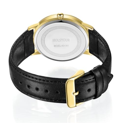 HOLSTOUR Watches for Mens Minimalist Fashion Business Wrist Watch Analog with Leather Strap