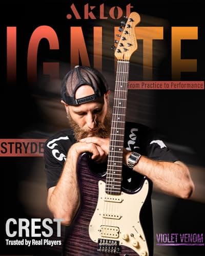 AKLOT Beginner Electric Guitar Kit: 10W Amp, Coil-Split HSS Pickups, Lesson Book, Roasted Maple Neck, Gig Bag, Tuner, Strap, Picks, Stryde Violet Venom