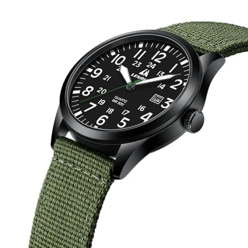 LN LENQIN Mens Watches Unisex Military Sport Nylon Strap Stylish Luminous Fashion Analog Quartz Watch for Men Waterproof Army Tactical Casual Wristwatch