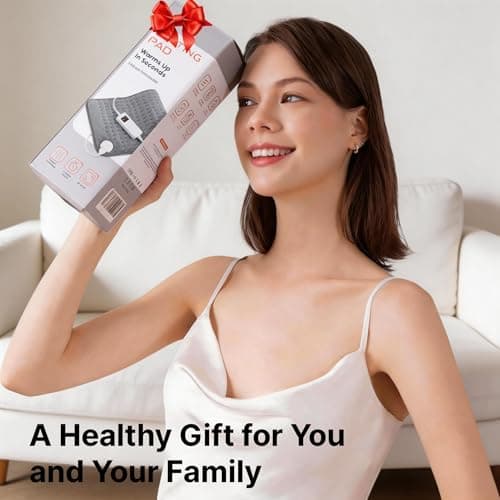 Heating Pad for Back, Neck, and Shoulder Pain Relief, Electric Heat Pad with 6 Heat Levels, Moist Heat Option, Auto Shut-Off, Birthday Christmas Gift for Women Men Mom Dad Grandma, Gift for her B0FL23X3DZ