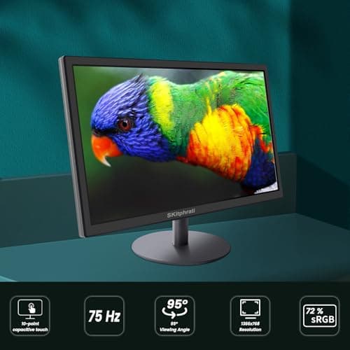 SKitphrati 18.5 Inch Touchscreen Monitor HD 1366x768, VESA Wall Mountable, 10-Points Computer Touch Screen PC Display with Type-B HDMI VGA Port, 75Hz Desktop Touch Display, Black