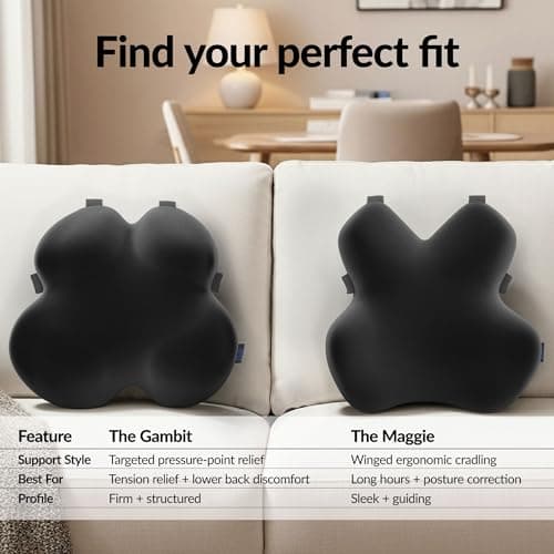Everlasting Comfort Lumbar Support Pillow for Office Chair - Memory Foam Back Cushion for Car Seat - Promotes Better Posture, Back Pain Relief - Ideal Gaming and Desk Chairs Work and Home Essentials