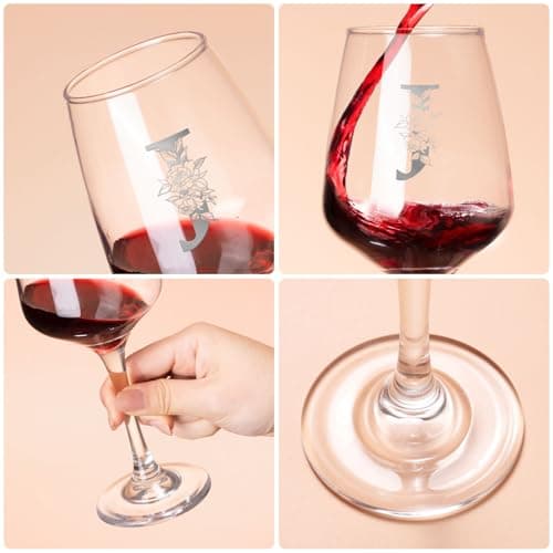 Monogrammed Wine Glass Gifts for Women, Personalized A-Z Wine Glass Customized Gift for Women, Unique Birthday Mothers Day Gifts for Mom, Her, Wife, Friends B0F2DH5KTX