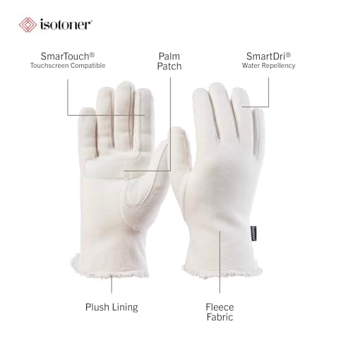 isotoner womens Stretch Fleece Gloves With Microluxe Lining and Smart Touch Technology
