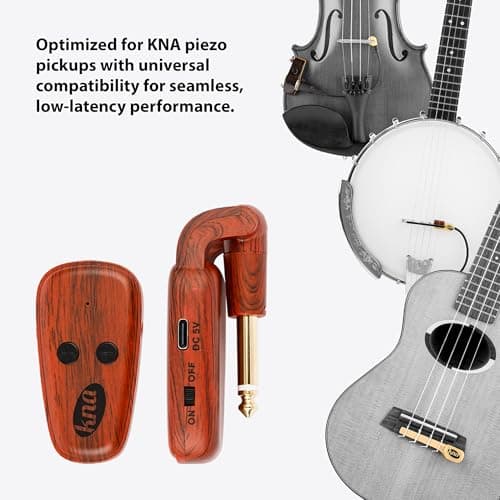 KNA U-Wi Universal Wireless System, Guitar, Bass, Violin, Acoustic and Electric Instruments, UHF Wireless Audio for Piezo Pickups, 50m Range, Ultra-Low Latency, Interference-Free Connection