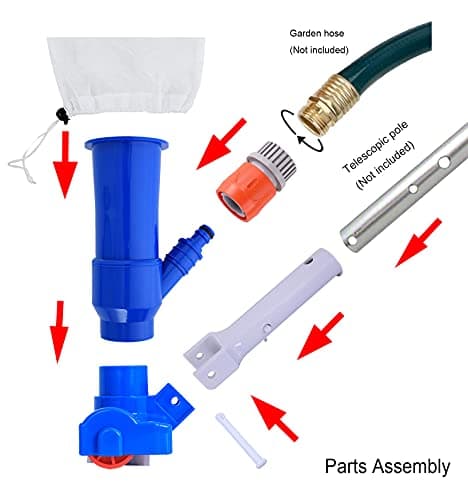 Pool Spa Jet Vacuum Cleaner w/Brush for Frame Above Ground/Inflatable Pools, Spa, Hot Tub Vacuuming, Use Water Pressure from Garden Hose to Vacuum (Use with A Telescopic Pool Pole, Not Included)