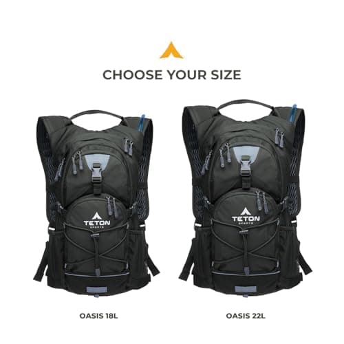 Teton Oasis/Trailrunner Hydration Backpack – Lightweight Water Pack with 2L/3L Bladder for Hiking, Running, Cycling, Biking – 2L/18L/22L Sizes – Sewn-in Rain Cover – Fits Men and Women