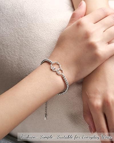 Tarsus Eternal Love Connected at Heart Interlocking 2 Circles Bracelet - Sister Gifts for Birthday, Christmas, Big and Little Sisters