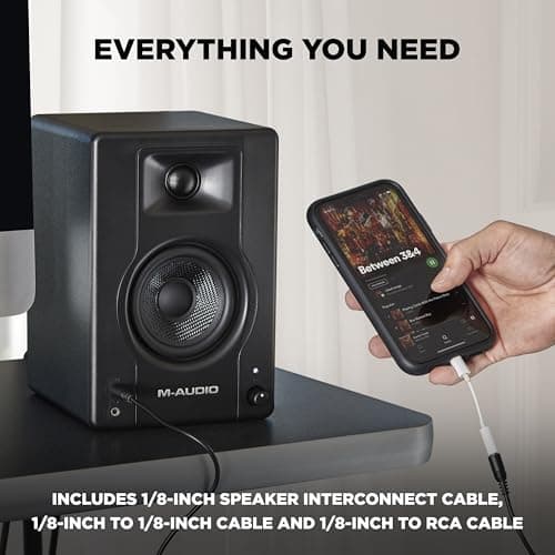 M-AUDIO BX3 Pair 3.5" Wired Studio Monitors and PC Speakers for Recording and Multimedia with Music Production Software