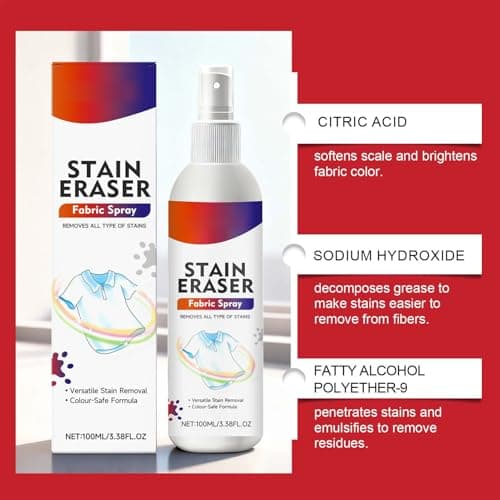 Clothing Stain Remover Spray, 120ml Clothes Cleaning Spray Shirt Stain Cleaner, for Laundry Home Shower Dormitory Travel Bathroom Carpet Couch Sweater