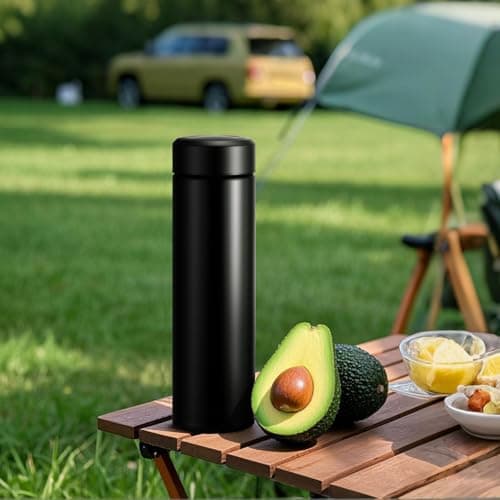 17oz Stainless Steel Water Bottles, Slim Water Bottle, Thermo Water Bottle, Insulated Water Bottle Keep Hot for 12 Hrs, Cold for 24 Hrs for Coffee, Drinks(Black)
